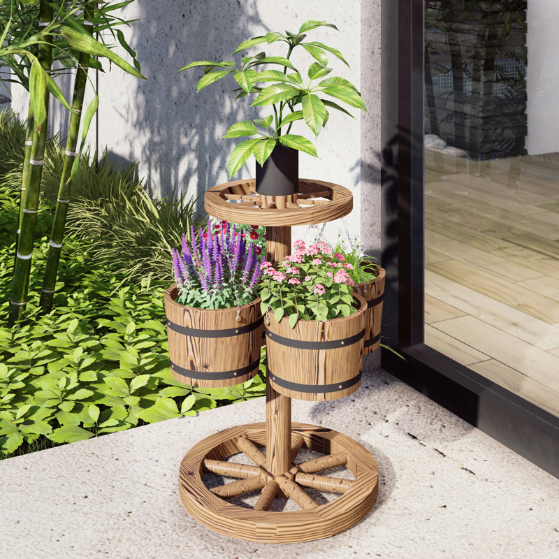 Rosalind Wheeler Grady Wood Hanging Planter & Reviews Wayfair